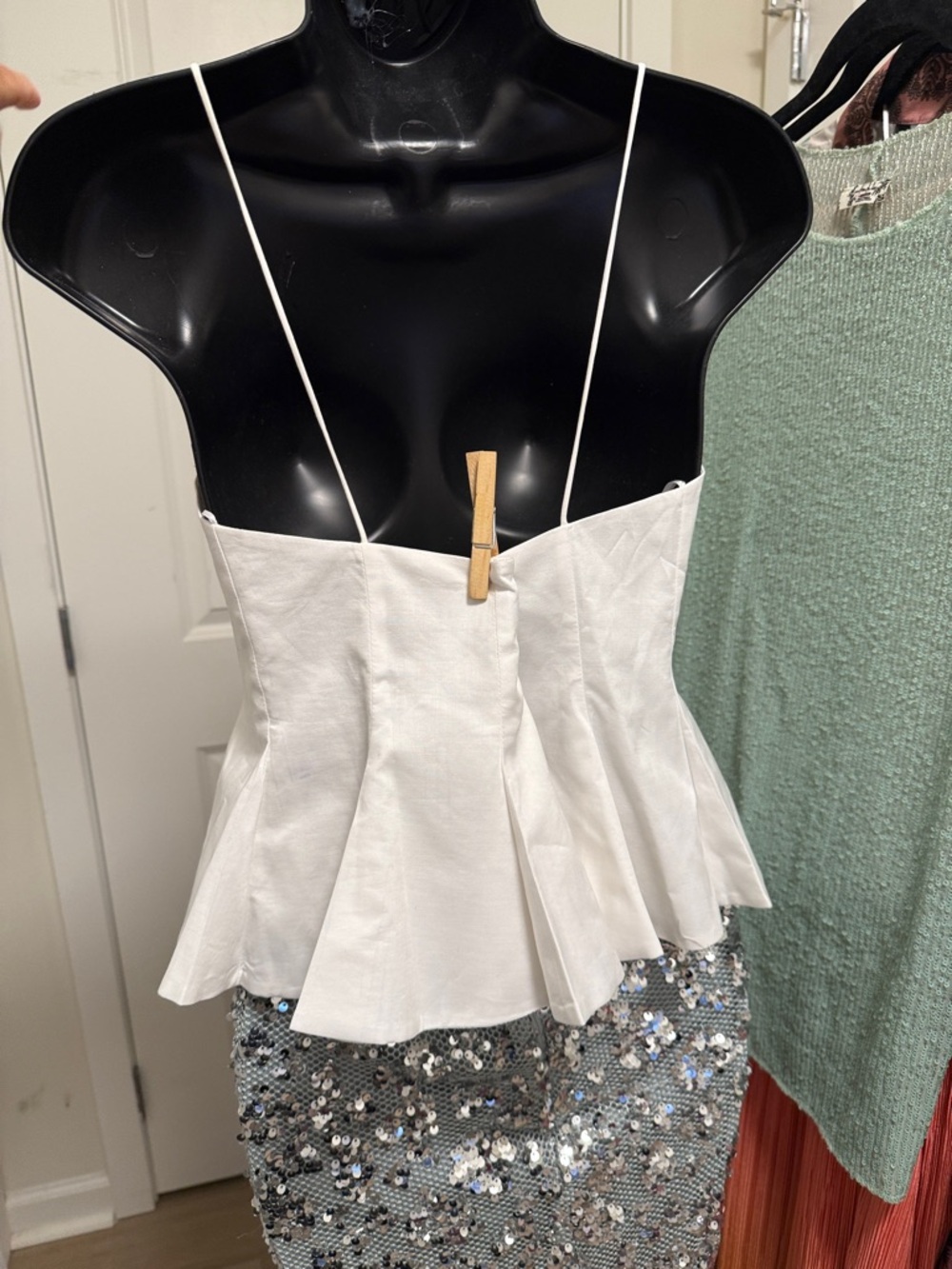 Zara White Spaghetti Strap cropped Peplum Top - Picture 14 of 16